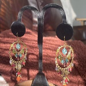 ⚜️Gold-Tone Multicolor Beaded Chandelier Earrings - Women Jewelry Lightweight